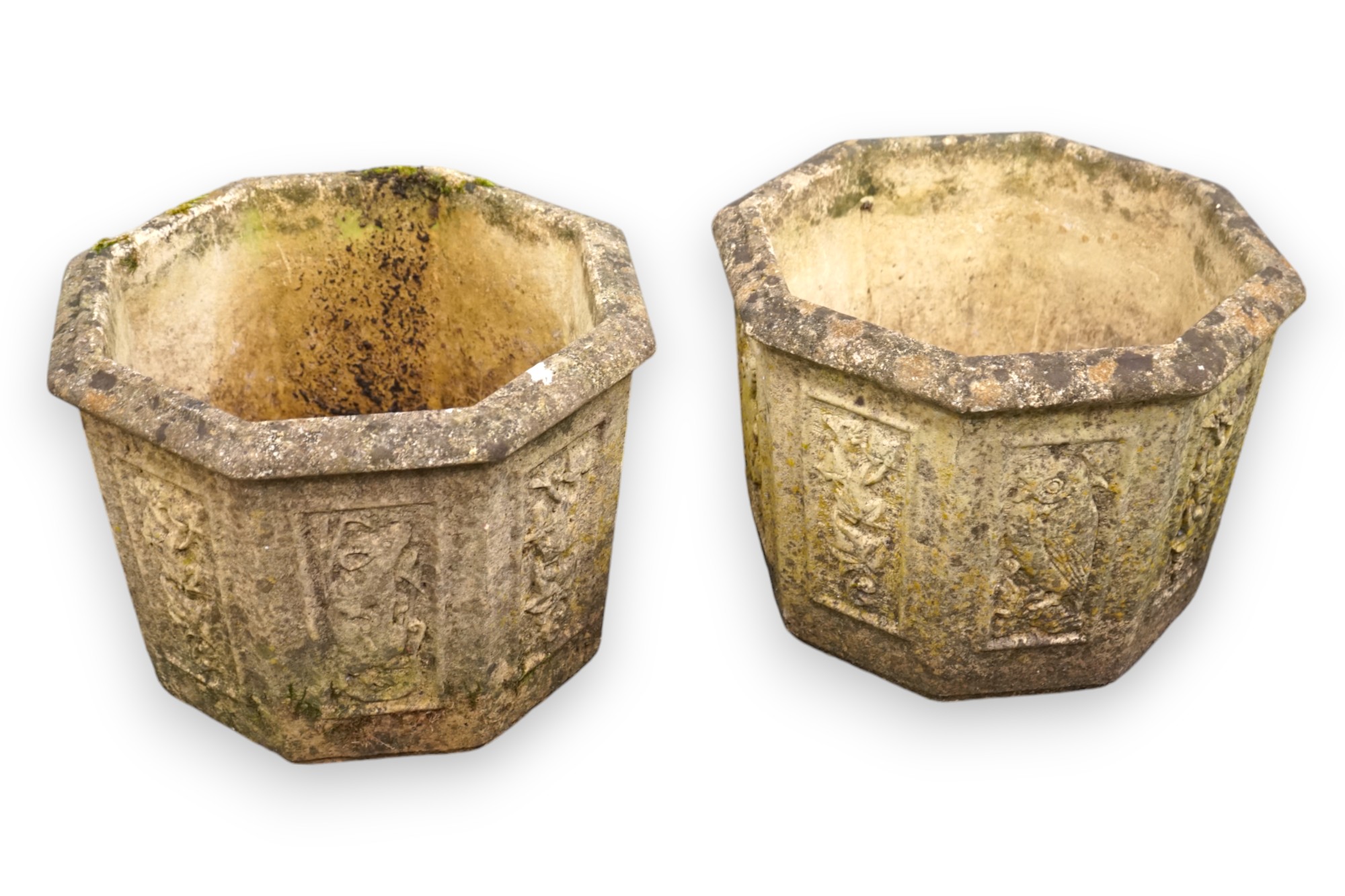 A pair of Willowstone octagonal reconstituted stone garden planters